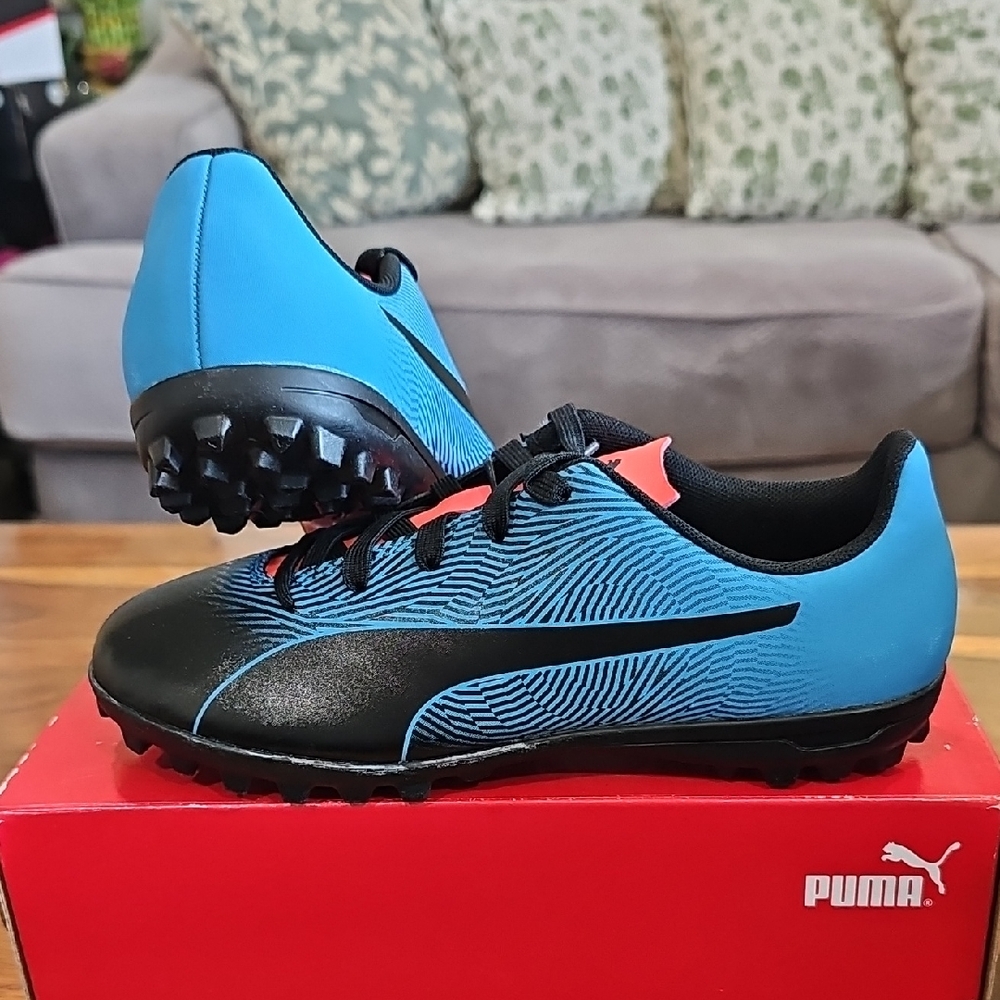 Puma Black and Blue Turf Shoes